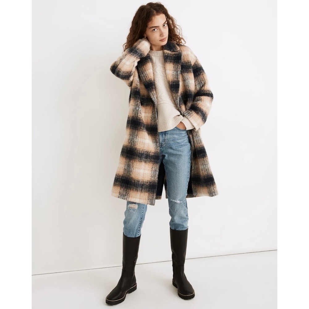 Madewell Courton Cocoon Coat in Plaid